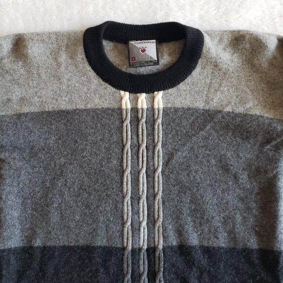 CLAN DOUGLAS Men's Crew Neck 100% Cashmere Ombre/Stripe Sweater SZ XL Long - Picture 4 of 15